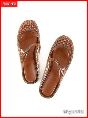Women's Clear Jelly Sandals Closed Toe Slingback Flats Water Friendly Summer
